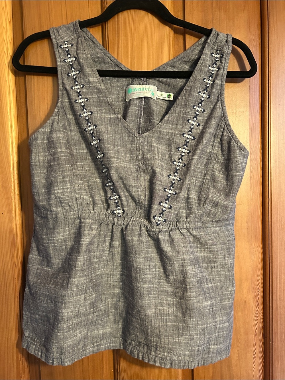 Aventura Gray Embroidered V-Neck Camisole
